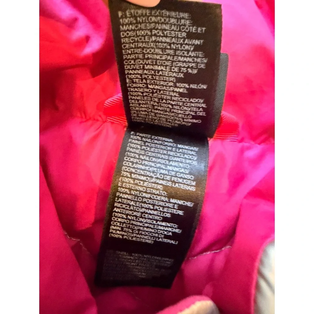 The North Face 550 Down Jacket Girls XL 18 Metallic Silver Pink Puffer Quilted